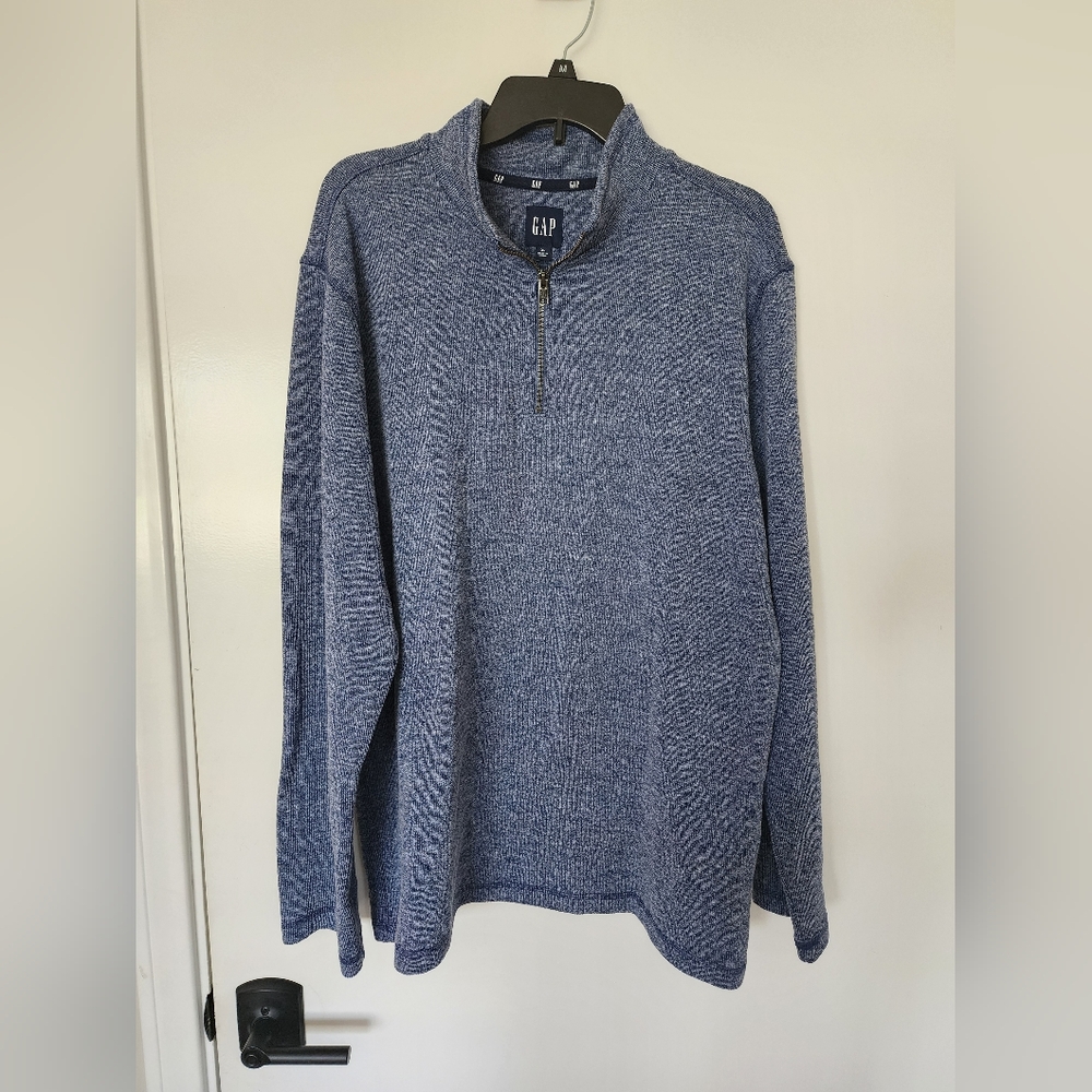 GAP Men's Heathered Blue Zip-Up Sweater